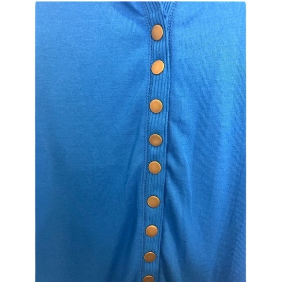 NEW ZENANA M Blue Long Sleeve Snap Front Cardigan Sweater Top Women - Picture 3 of 4